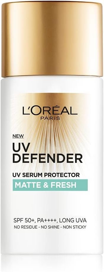 L’Oréal Paris UV Defender Serum Protector Sunscreen SPF 50 PA+++, Matte & Fresh, 50 ml (Pack of 1)ht Matte Sunscreen For Oily Skin | UVA & UVB Protection, 50 ml