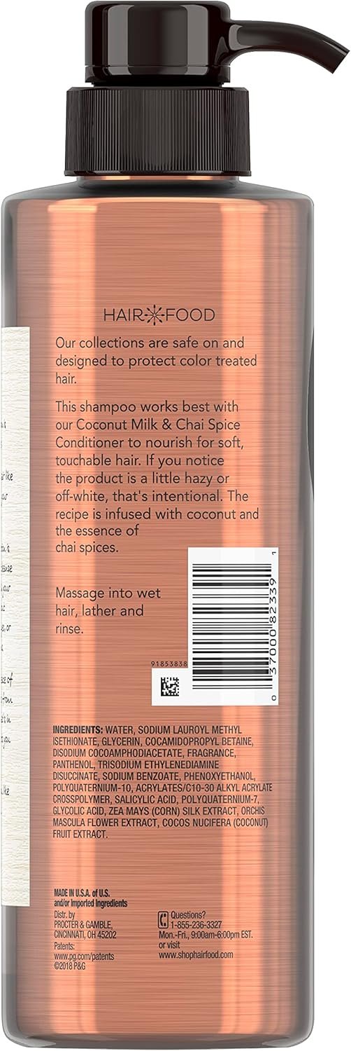 Hair Food Sulfate Free Shampoo, Dye Free Nourishing Treatment, Coconut and Chai Spice, , 17.9 FL OZ