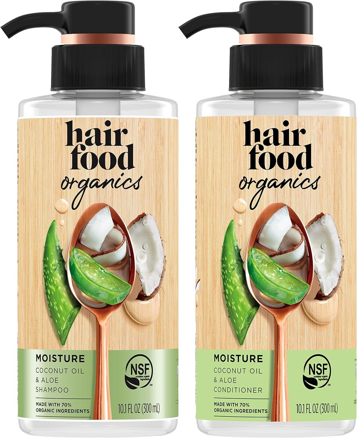 Hair Food Organics Sulfate Free Shampoo and Conditioner Set with Coconut Oil and Aloe, 10.1 Fl Oz Each