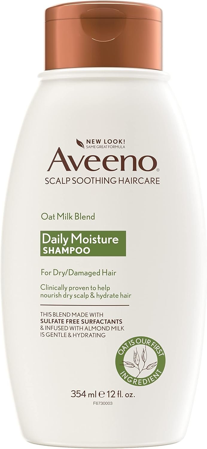 Aveeno Farm-Fresh Oat Milk Sulfate-Free Shampoo with Colloidal Oatmeal & Almond Milk, Moisturizing Shampoo for All Hair Types, Safe for Color-Treated Hair, Paraben & Dye-Free, 12 Fl Oz