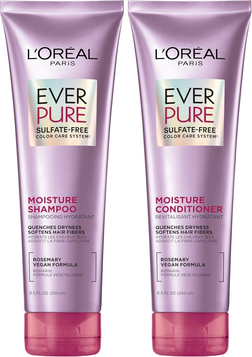L’Oréal Paris EverPure Moisture Sulfate Free Shampoo and Conditioner for Color-Treated Hair, 8.5 Ounce (Set of 2)