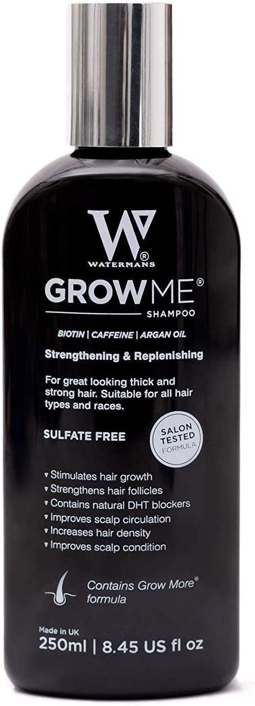 Watermans Best Hair Growth Shampoo Sulphate & Paraben Free, Caffeine, Biotin, Argan Oil, Allantoin, Rosemary. UK’S NO 1 Selling shampoo