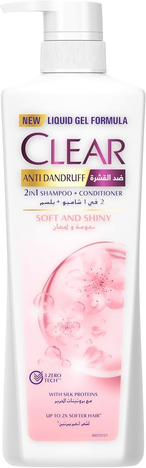 CLEAR Women 2 in 1 Anti-Dandruff Shampoo and Conditioner, for dandruff prone scalp, Soft & Shiny, for up to 2x Softer Hair, 700ml