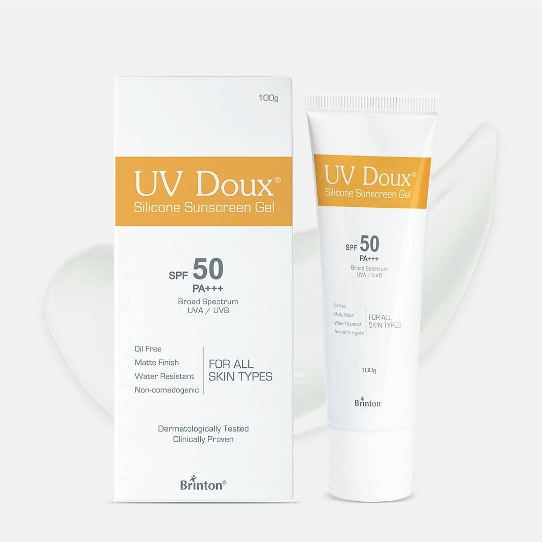 UV Doux Face & Body Sunscreen Gel With SPF 50 PA+++ | (100g) | Clinically Proven, Matte Finish, Oil Free | Water Resistant, No White Cast | UVA/UVB Protection | For All Skin Types Men & Women (100g)
