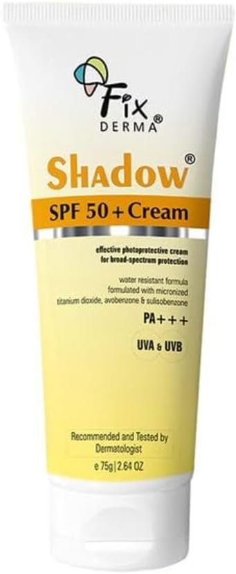 Fixderma Shadow SPF 50+ Cream – 75gm | Broad-Spectrum Sun Protection | Water Resistant Formula | PA+++, UVA & UVB Protection | Allergen, Sulphate & Paraben Free | Dermatologist Tested