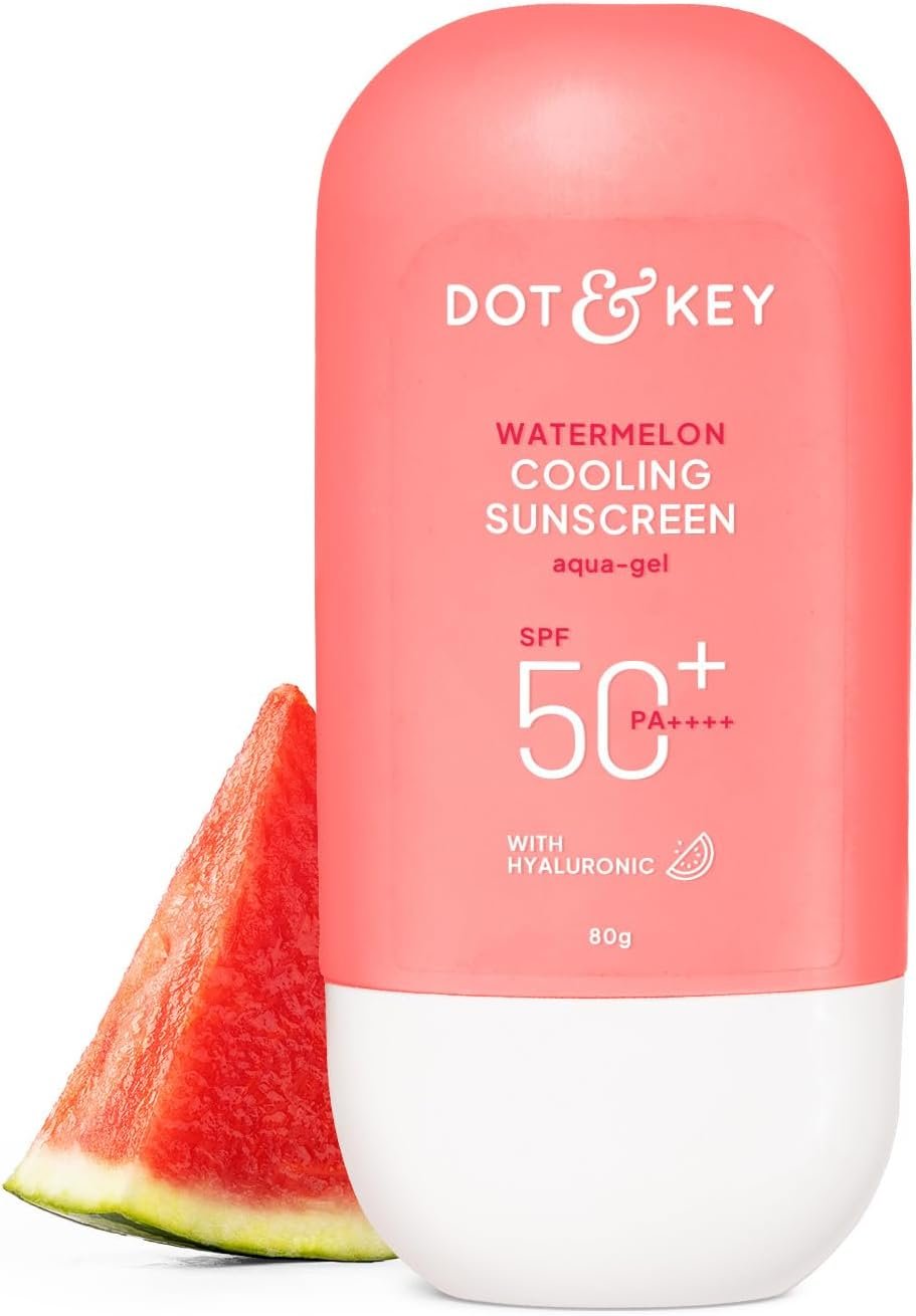 Dot & Key Watermelon Hyaluronic Cooling Sunscreen SPF 50 PA+++| for Oily, Normal & Combination Skin | UV + Blue Light Protection | Lightweight | No White Cast | Boosts Vitamin D Absorption | 80g…